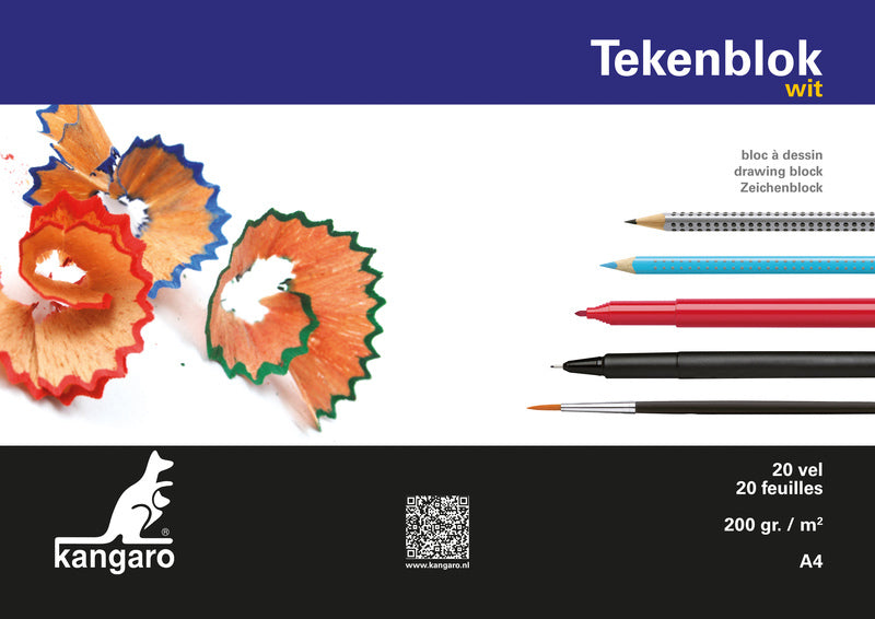 Kangaro Kangaro K-5551 Blocco di disegno 210x297mm 200gr 20 Vel, bianco