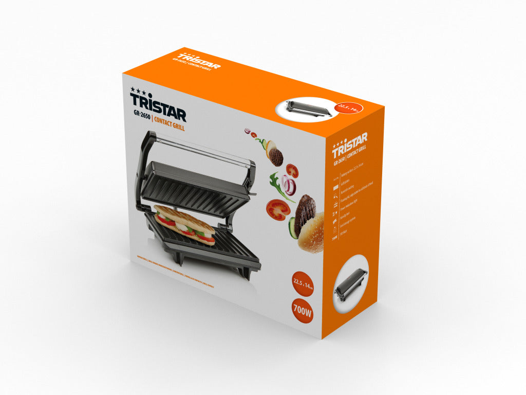 Tristar GR-2650 grill de contacto negro acero inoxidable 700W