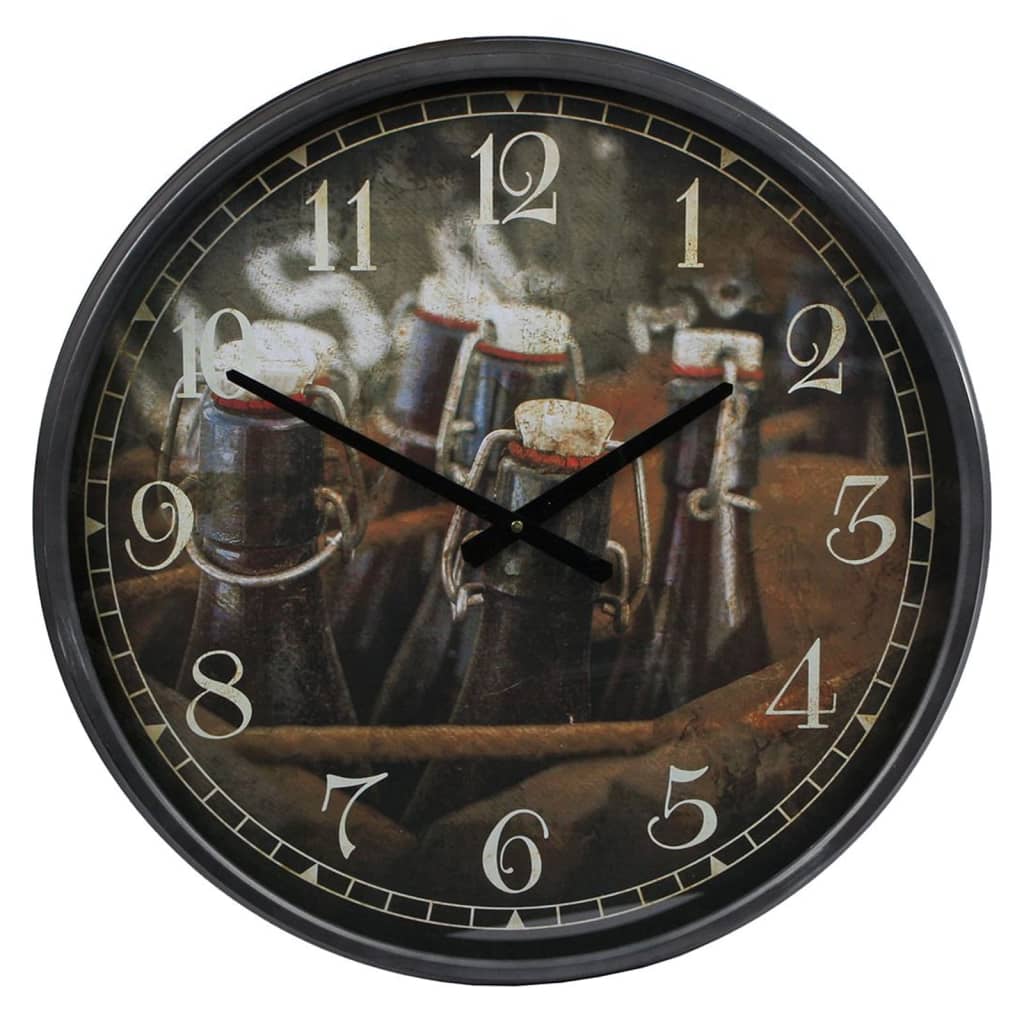 Regalos Amsterdam Gifts Amsterdam Botellas de reloj de pared en cajas 51 cm de metal negro