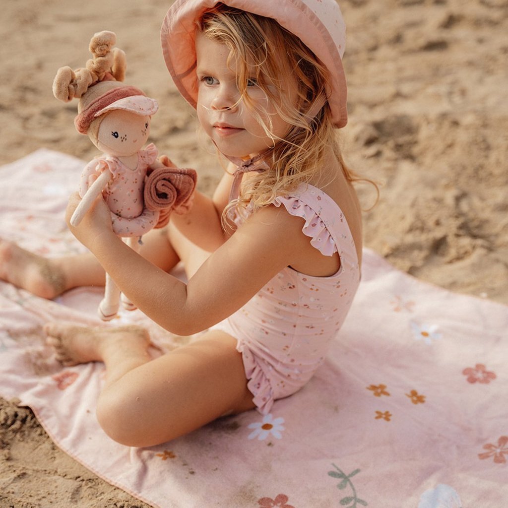 Telo mare Little Dutch Pink Flowers 60x120 cm rosa chiaro