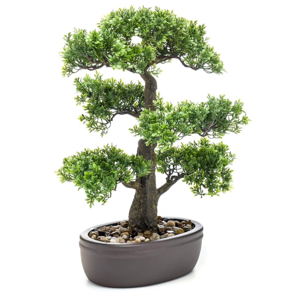 Planta de arte esmeralda esmeralda en maceta marrón ficus minibonsai 43 cm
