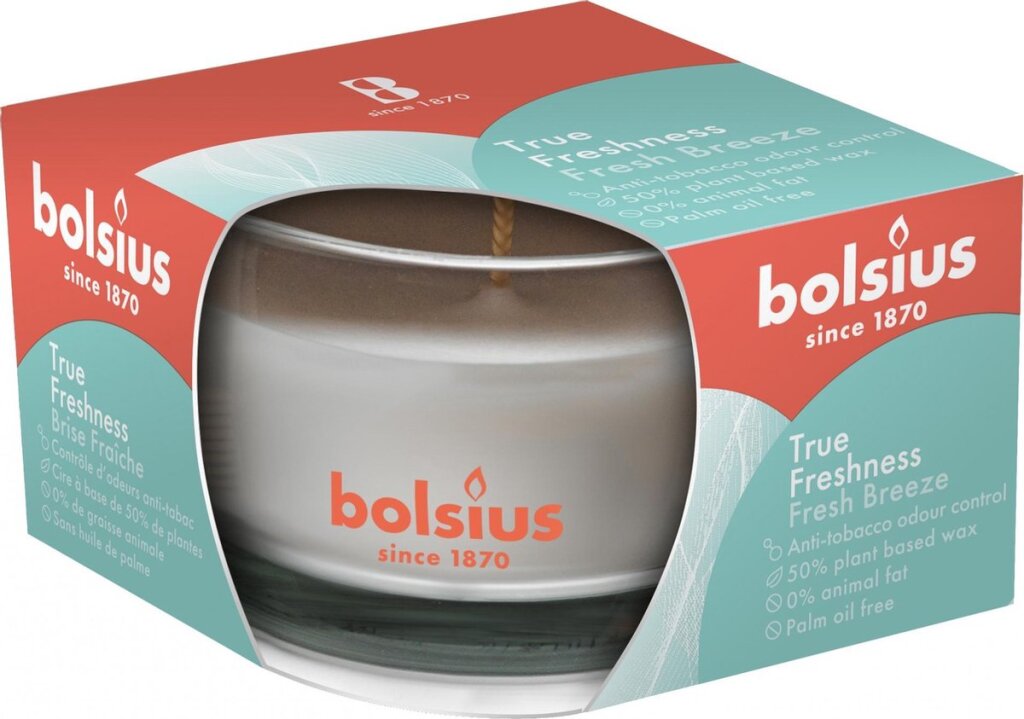 Bolsius Bolsius Vela perfumada True Freshness Fresh Breeze 8 cm Atmósfera de decoración de vidrio Vela