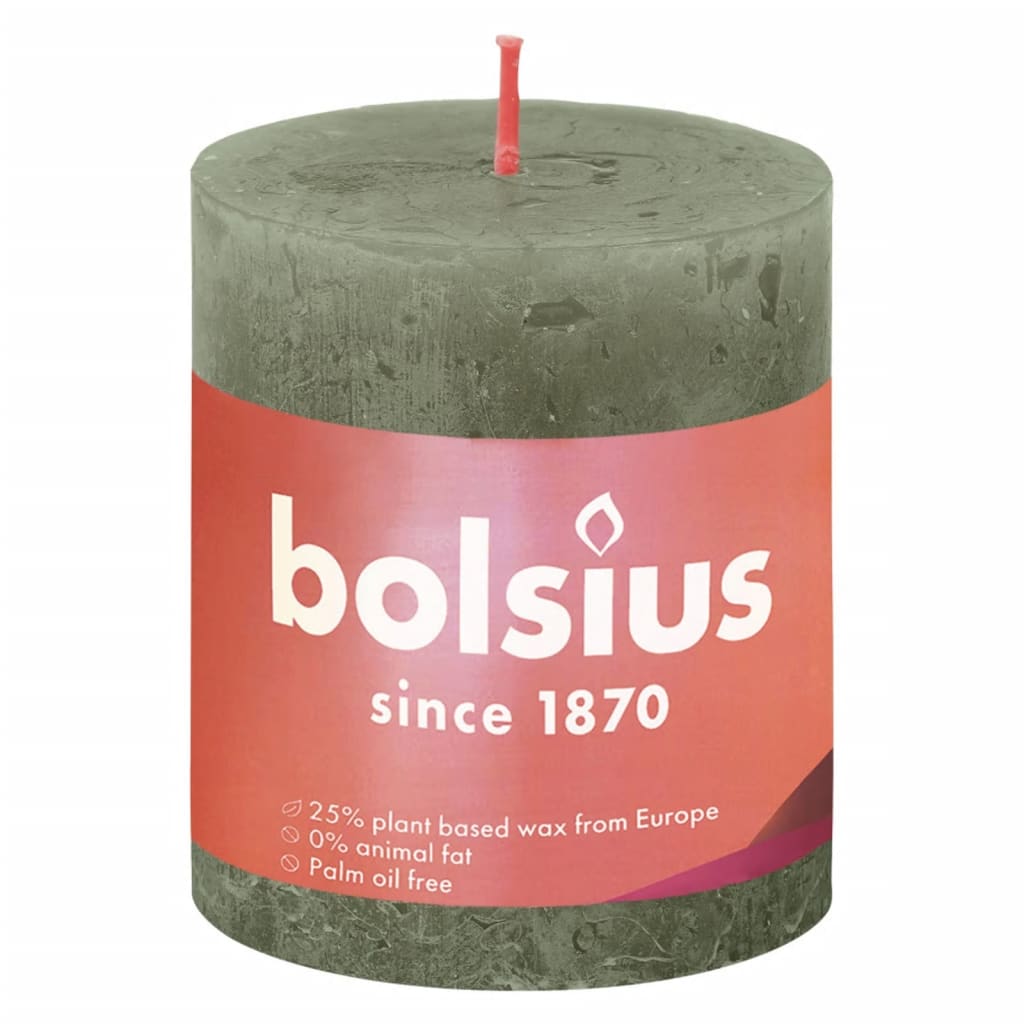 Bolsius Bolsius Stollen Shine 4 st rústico 80x68 mm de color oliva fresca