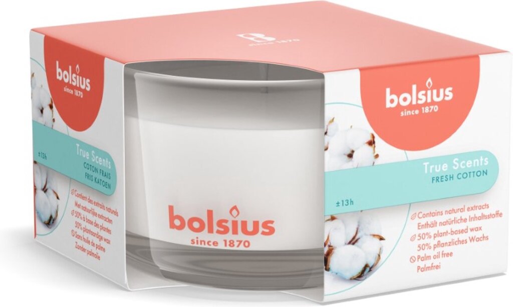 Bolsius Bolsius Spettato Glass 50 80 TS Fresh Cotton