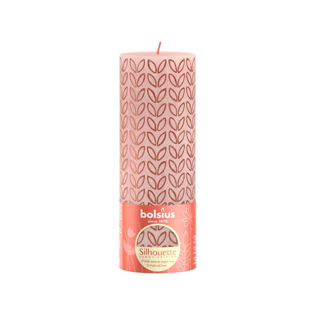 Bolsius Bolsius Rustic Stub Candele 19x6,8 cm Misty Pink con stampa