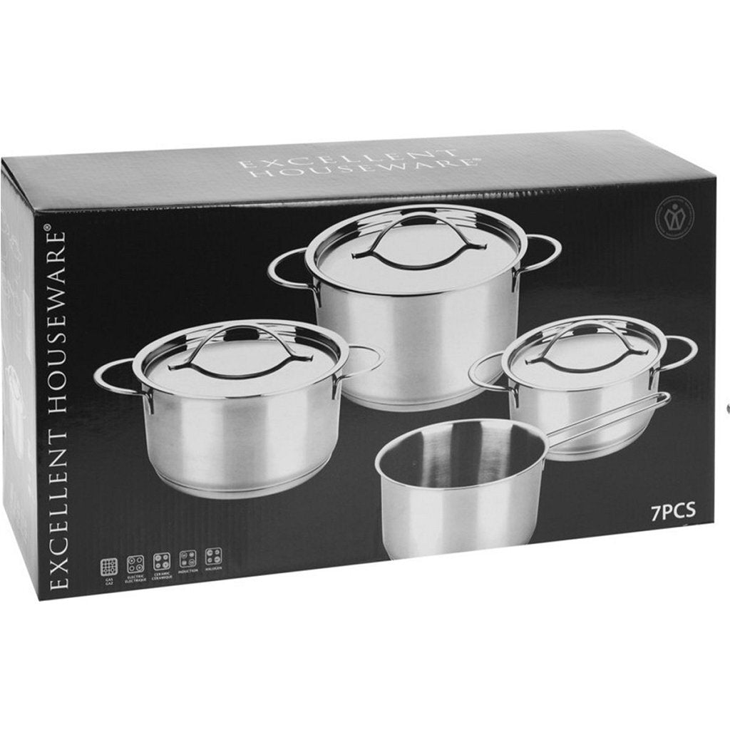 Excelente Housware Housware Set de sartén de cocina de 7 partes de 7 mm de acero inoxidable