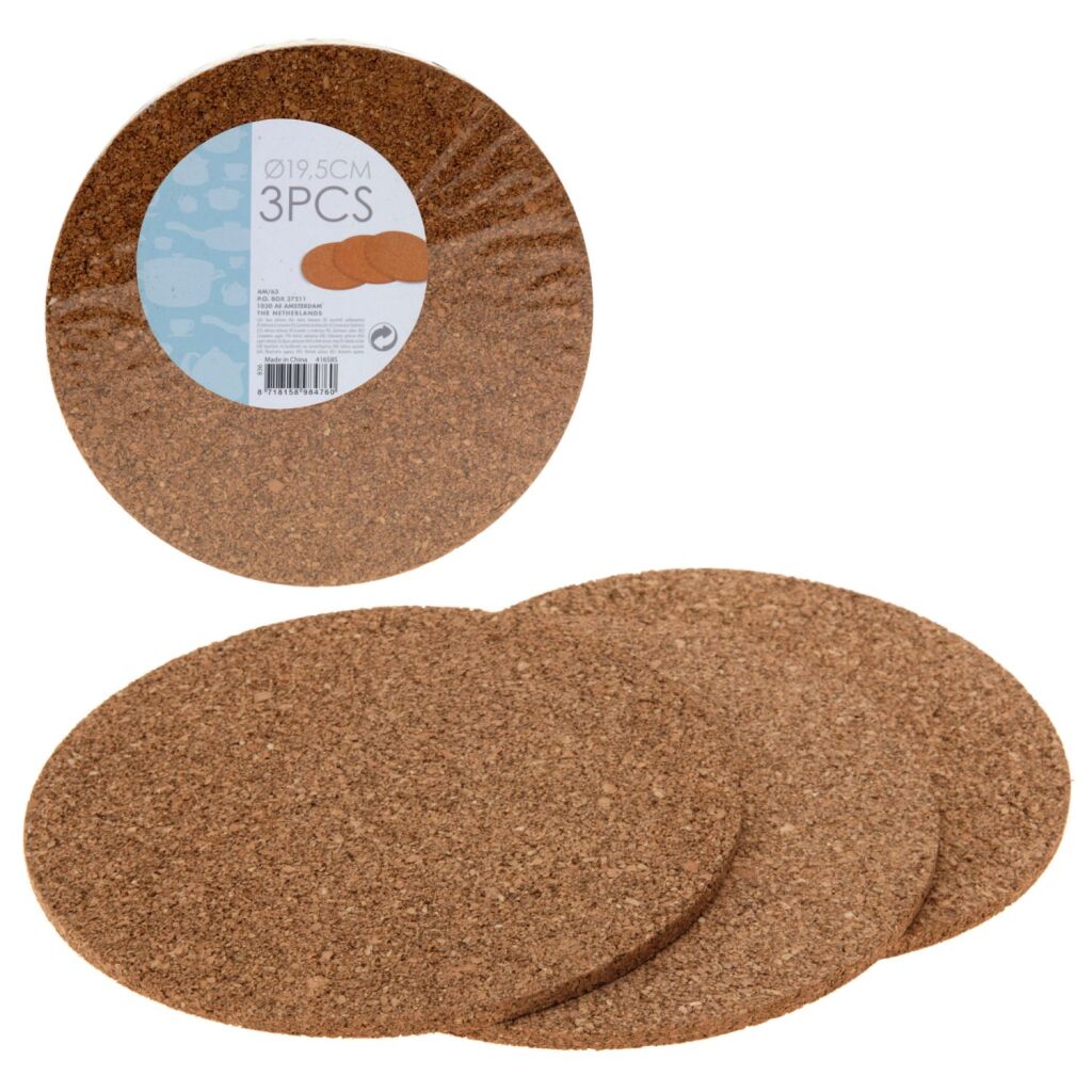 Basic Cork Panter -Coversers 19,5x0,6 cm 3 pezzi