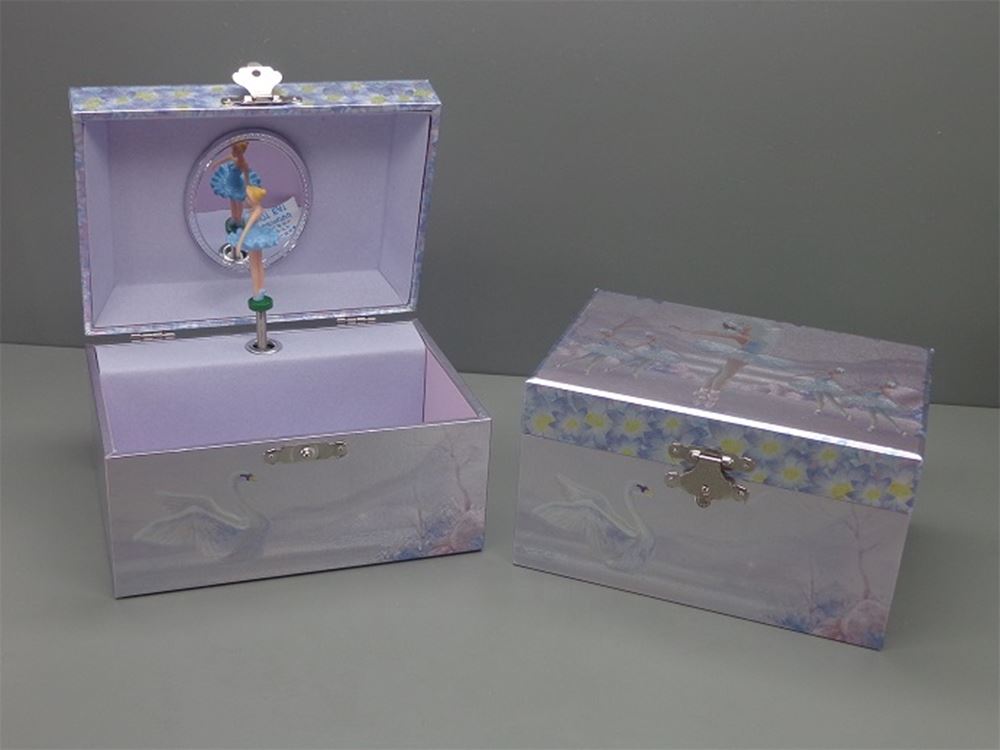 Portagioie glitterato con musica. cigni