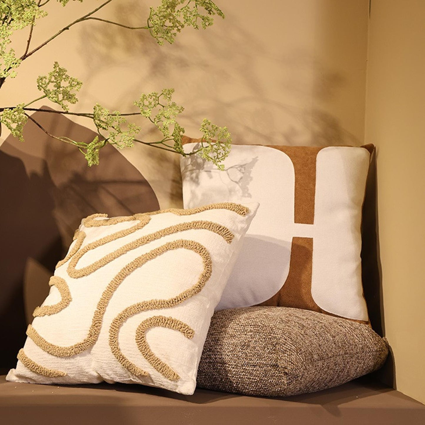 Cuscino Countryfield luus bianco marrone 45 cm