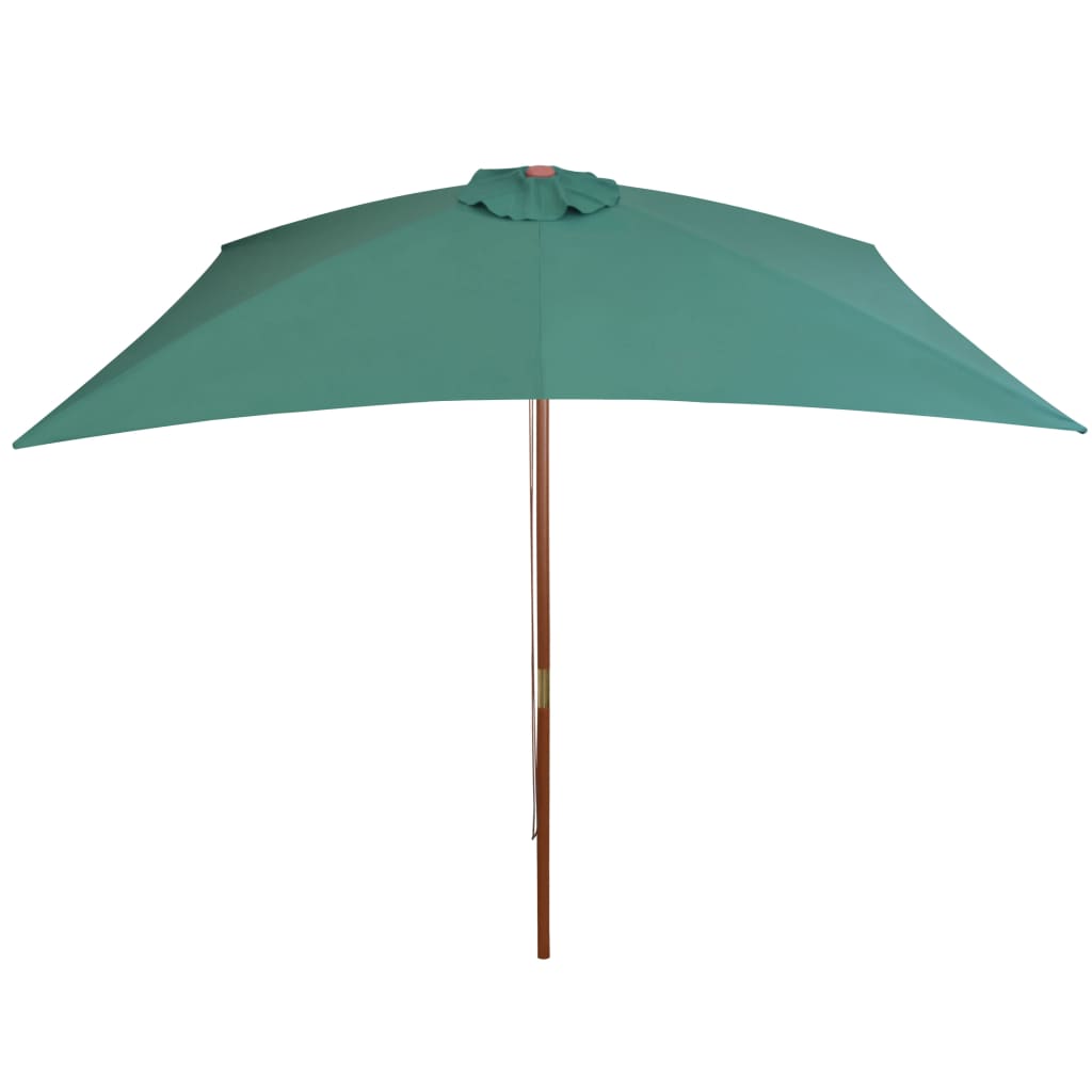 Parasol Vidaxl con polo de madera 200x300 cm verde