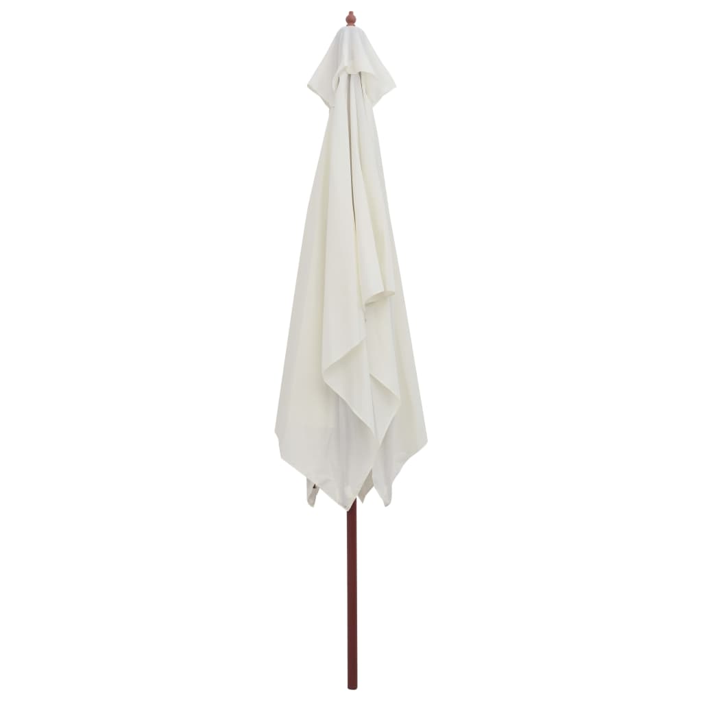 Parasol Vidaxl con pole de madera 200x300 cm de crema blanca