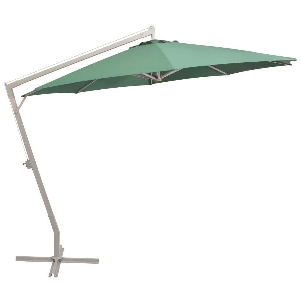 Parasol flotante de Vidaxl con poste de aluminio de 350 cm verde