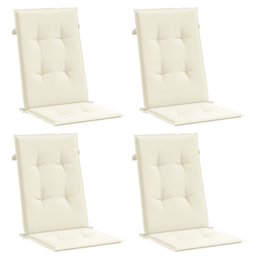 Cuscini da sedia da giardino Vidaxl 4 St High Back 120x50x3 cm Crema in tessuto -Collorato