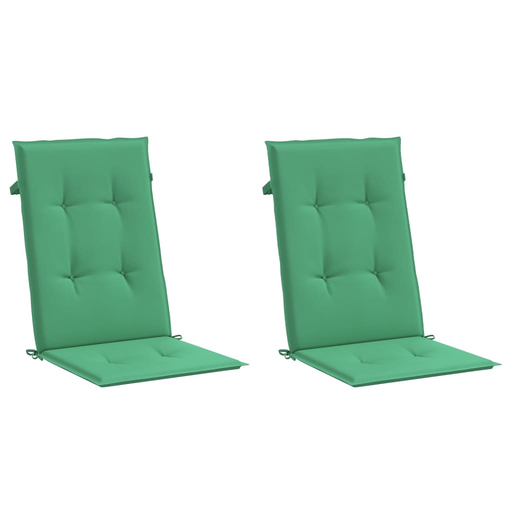 Cojines de silla de jardín de Vidaxl 2 st alto trasero 120x50x3 cm de tela verde
