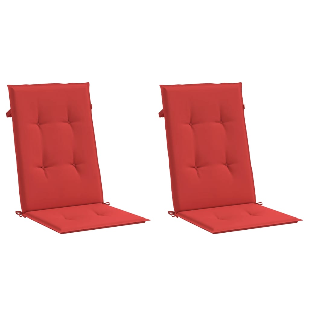 Cojines de silla de jardín de Vidaxl 2 st alto trasero 120x50x3 cm de tela roja