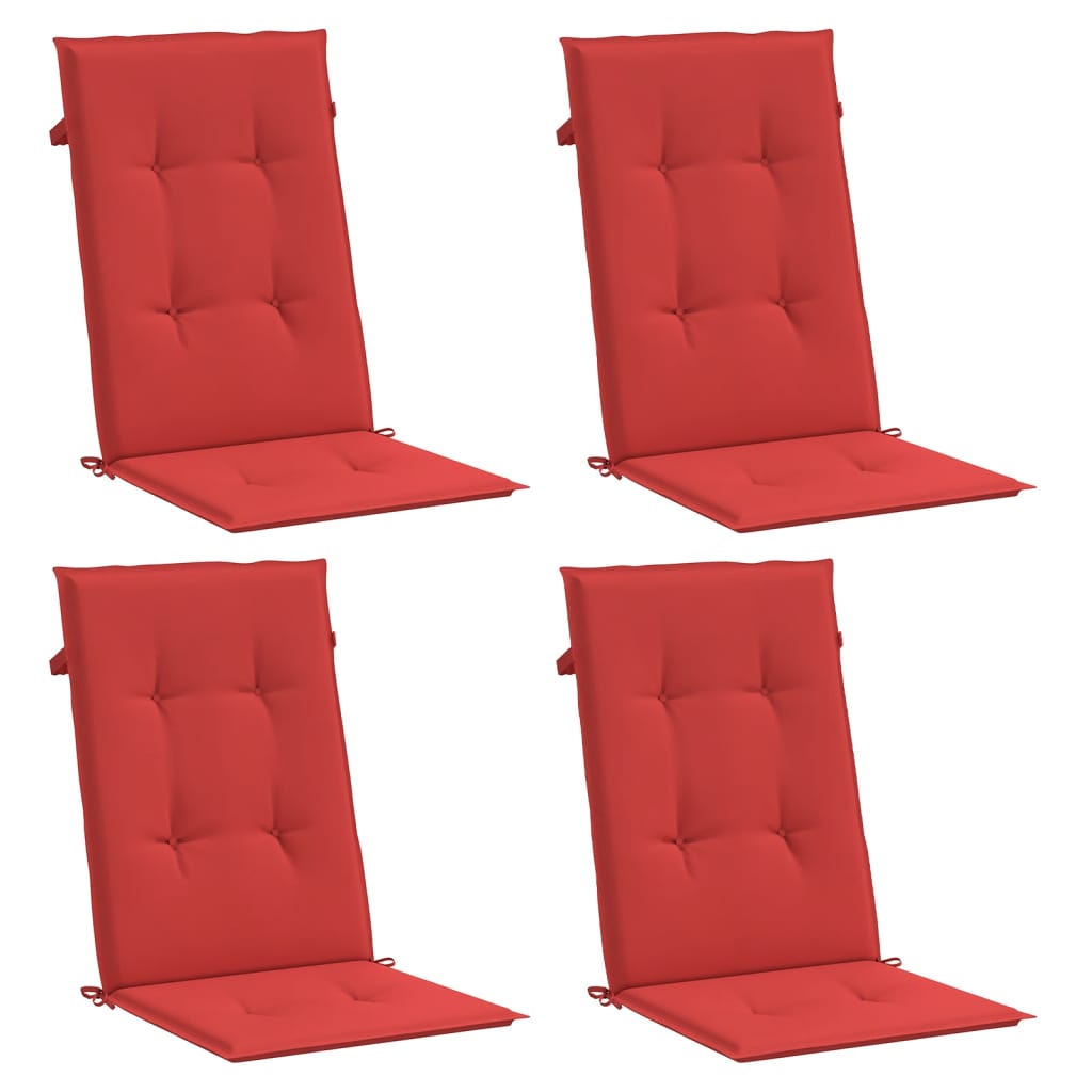 Cuscini da sedia da giardino Vidaxl 4 St High Back 120x50x3 cm Red