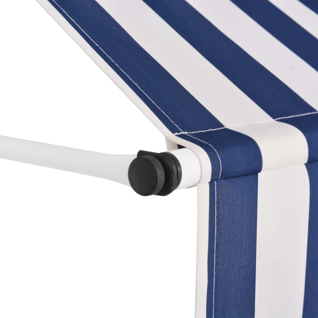 Vidaxl Luifel extiende manualmente 250 cm de rayas azules y blancas