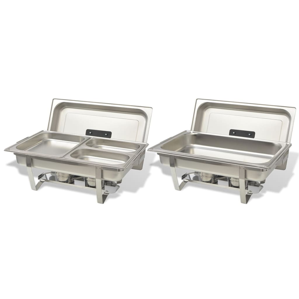 Vidaxl Rechaud Set de acero inoxidable de 2 piezas