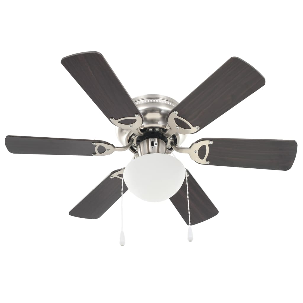 Ventilador de techo Vidaxl con lámpara de 82 cm de marrón oscuro