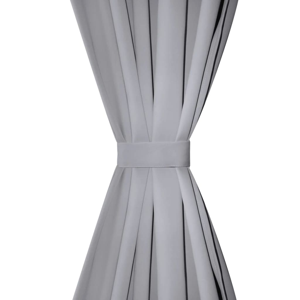 Cortinas Vidaxl con anillos de metal apagado 135x175 gris 2 pcs