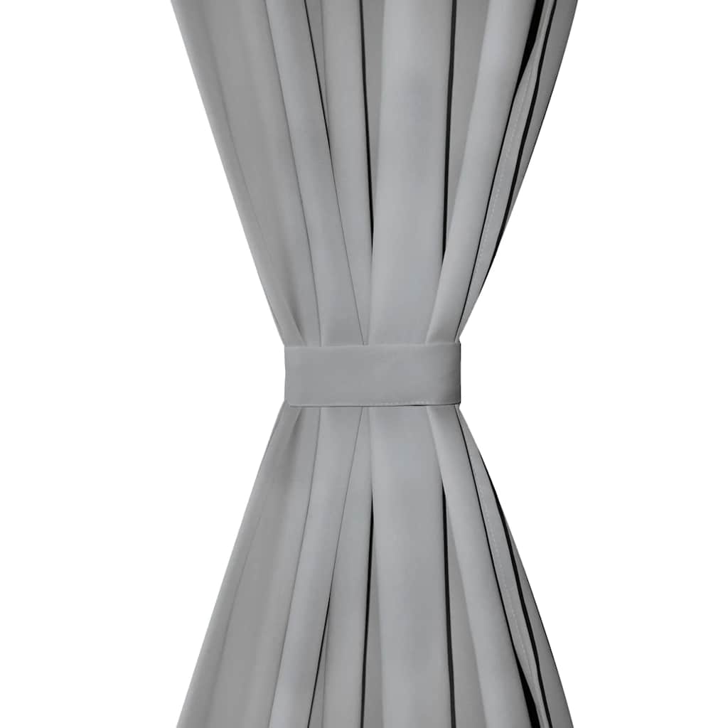 Vidaxl Micro-Satin Curtains with loops 140x175 cm Gray 2 pcs
