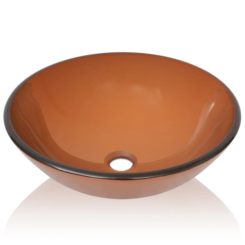 Vidaxl Washbasin Glass indurito 42 cm marrone