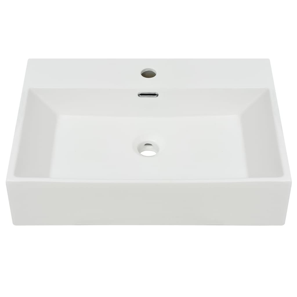 Vidaxl Washbasin con foro gru bianco 60.5x42.5x14.5 cm ceramico