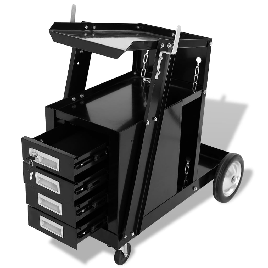 Vidaxl Lastrolley con 4 cassetti neri