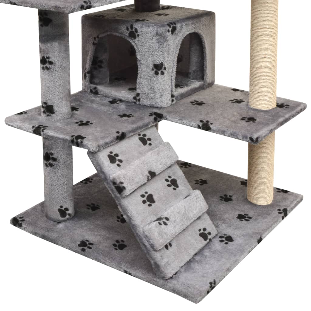 Tiragraffi per gatti Vidaxl con tiragraffi in sisal 125 cm impronte di zampe grigie