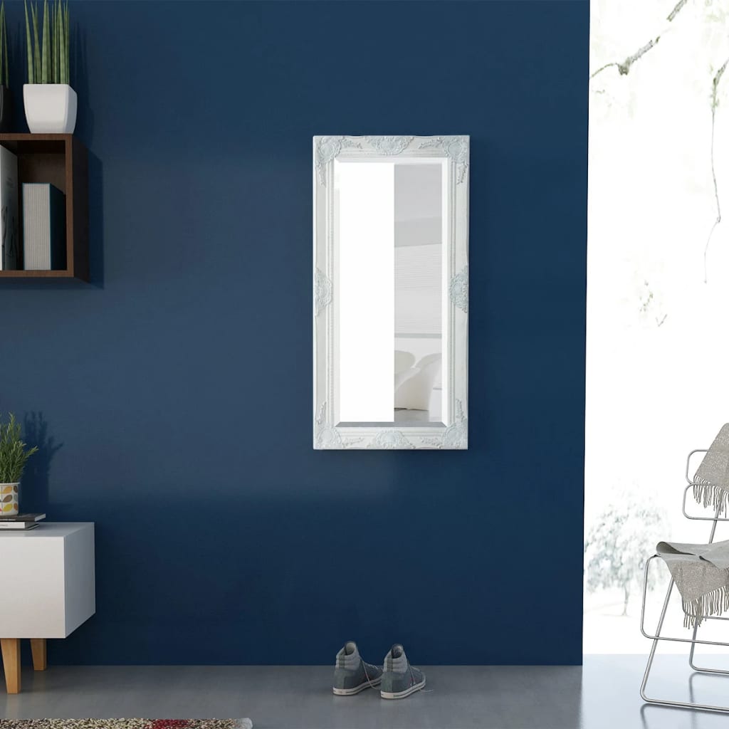 Vidaxl Mirror de pared Barroque 100 x 50 cm blanco