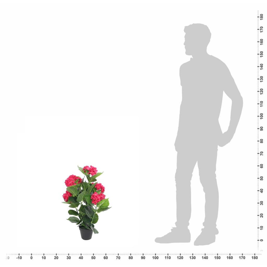 Planta de vidaxl art hortensia con maceta 60 cm rojo