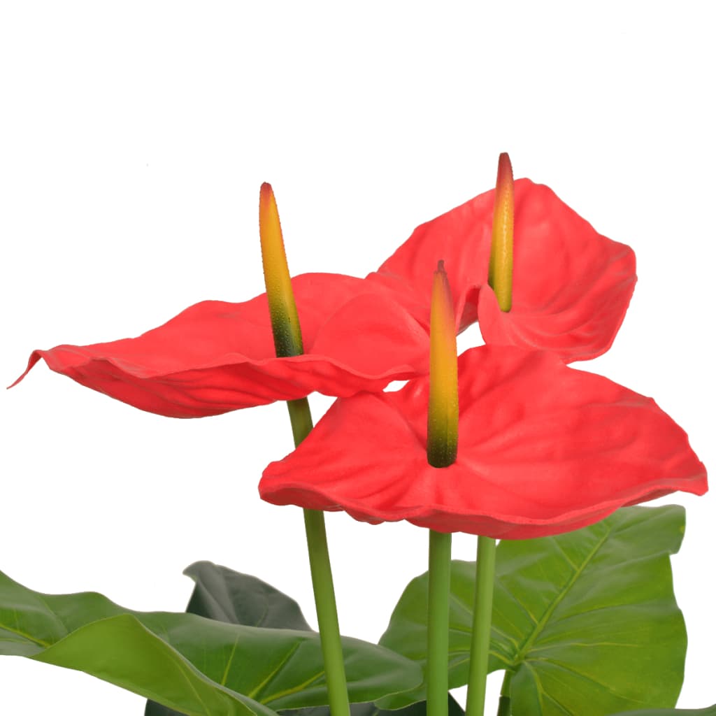 Vidaxl Art Anthurium Plant con pentola di rosso 90 cm e giallo