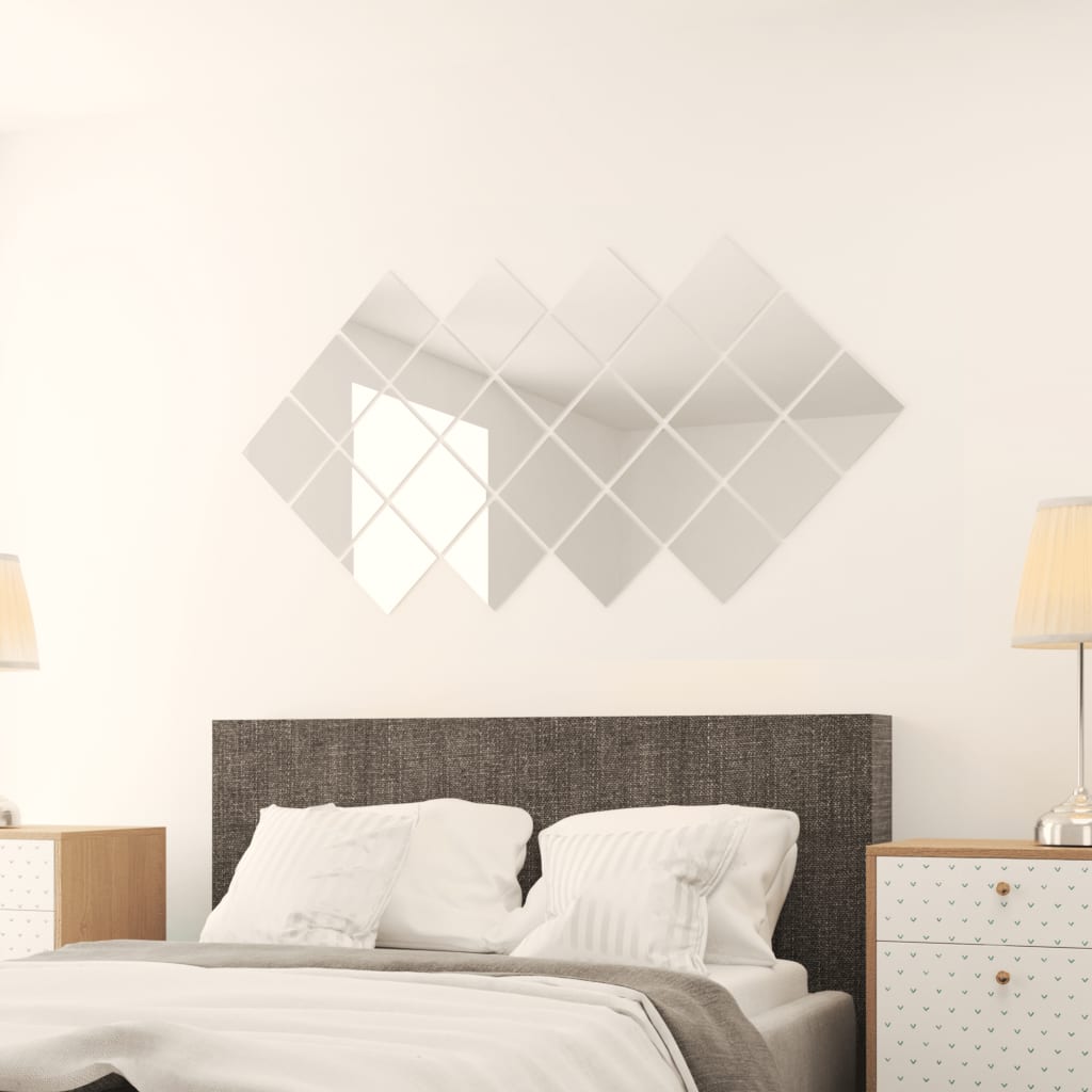 Vidaxl 24 St Specchio piastrelle quadrate vetro