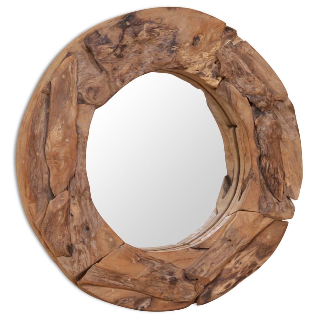 Specchio decorativo Vidaxl intorno a 60 cm in legno di teak