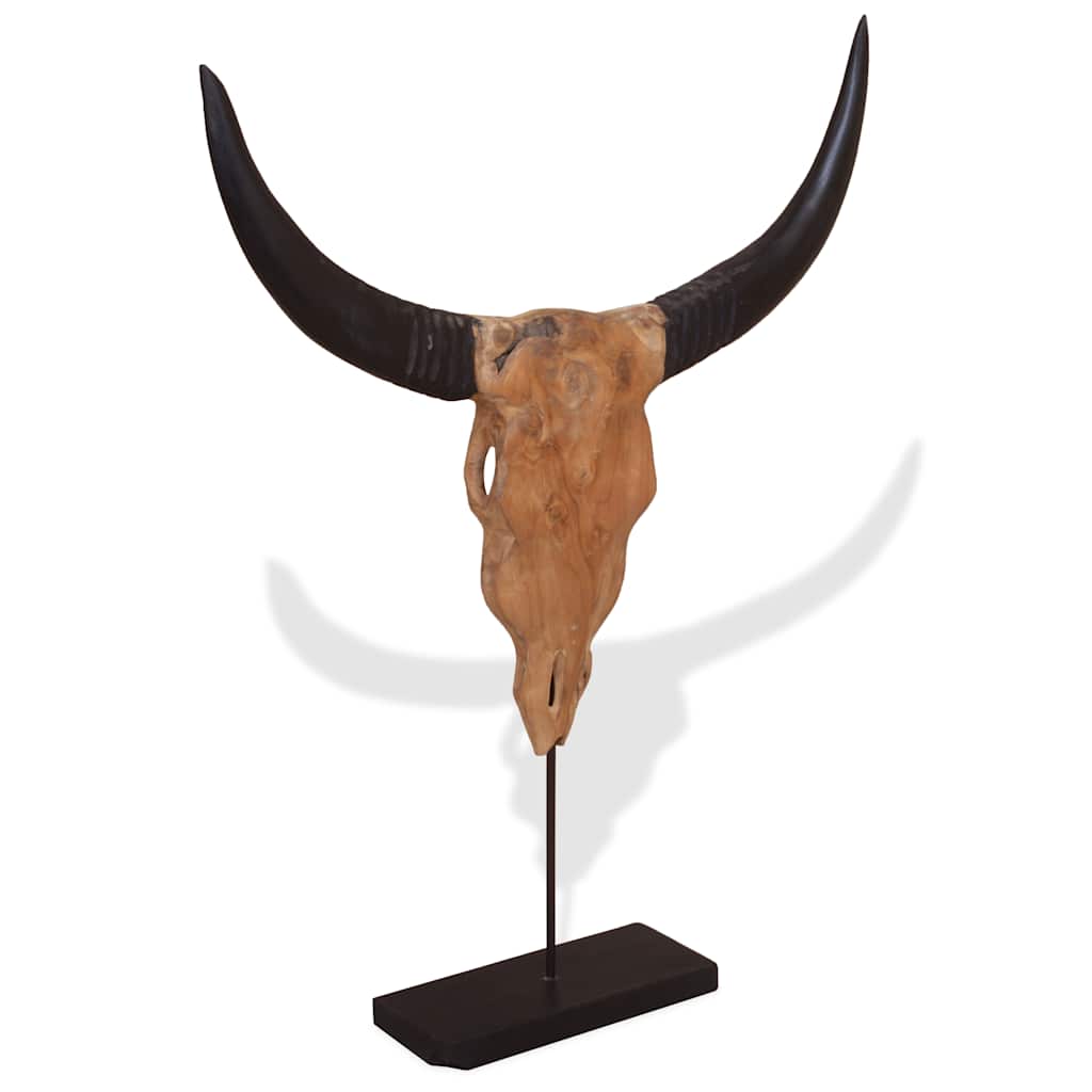 Vidaxl stierenbeeld 66x15x88 cm teakhout
