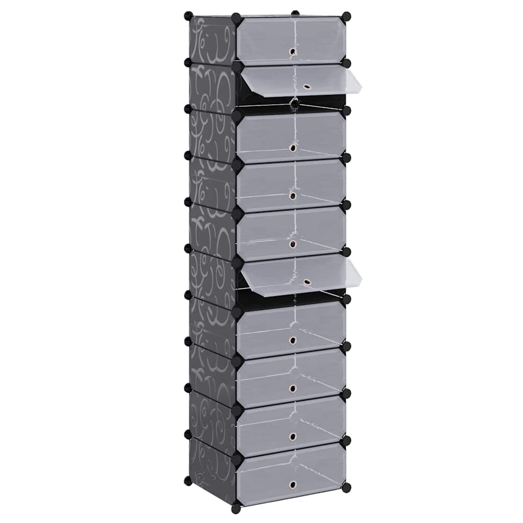 Vidaxl Cabinet da scarpe con 10 scomparti crollati neri
