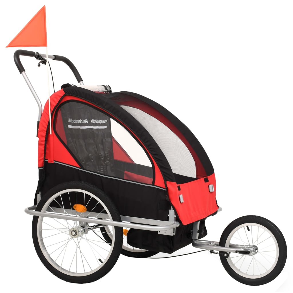Vidaxl Bicycle Trailer e Pram 2-in-1 Black and Red