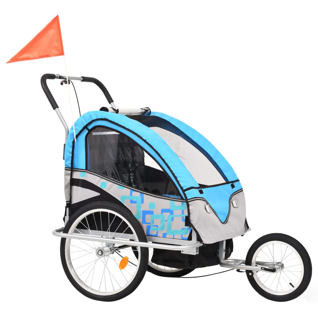 Vidaxl Bicycle Trailer e Pram 2 in 1 blu e grigio