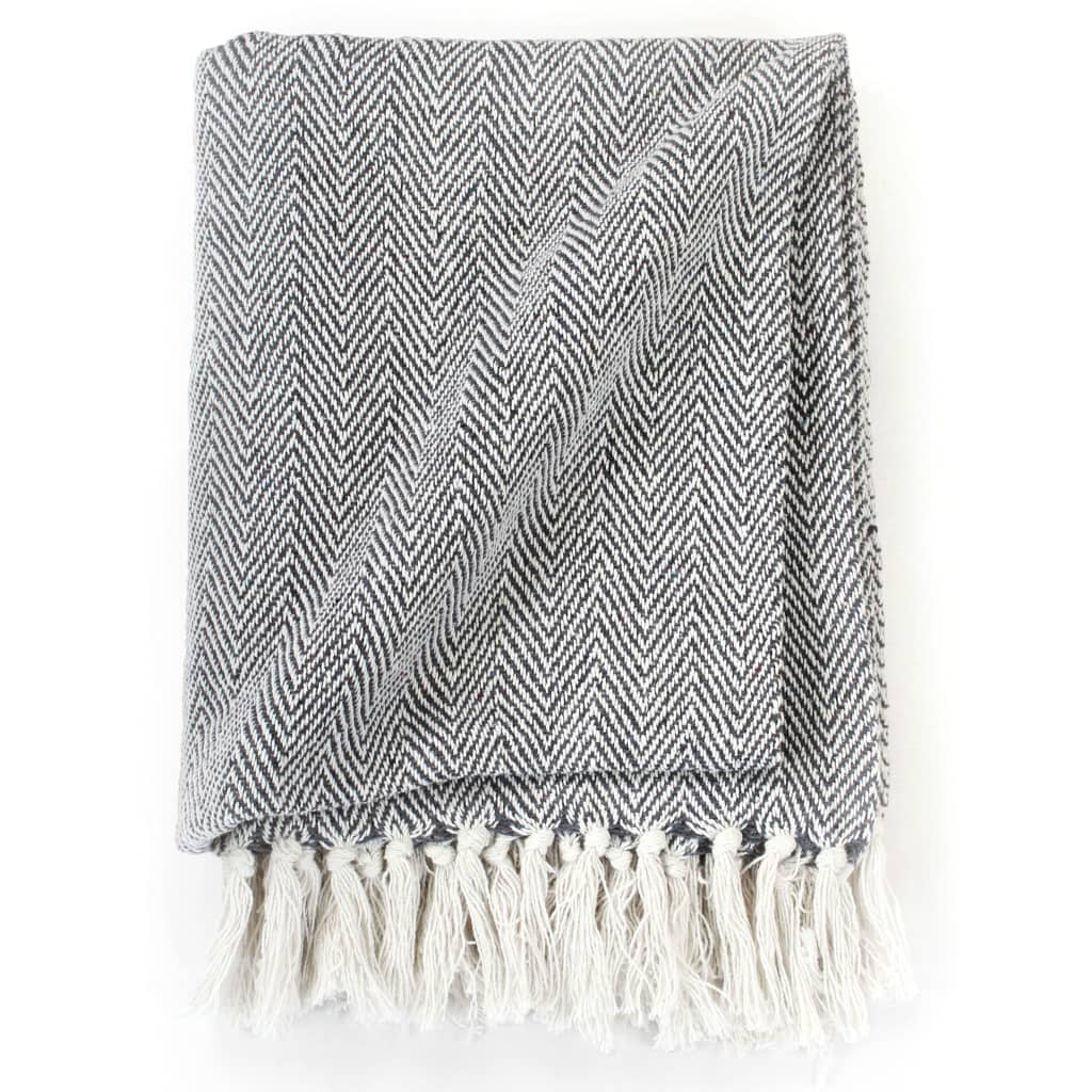 Vidaxl Plaid Herringbone 220x250 cm Algodón azul marino