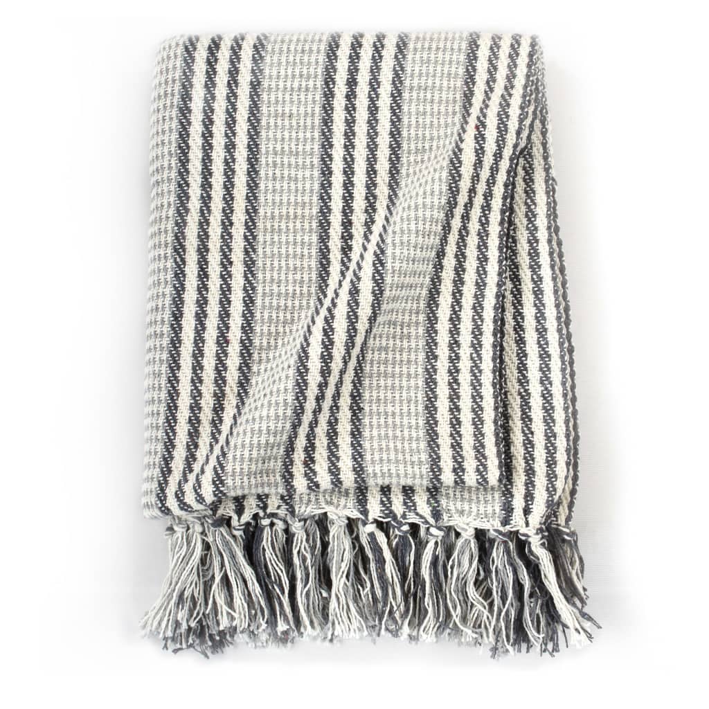 Strisce Plaid Vidaxl 160x210 cm di cotone grigio e bianco