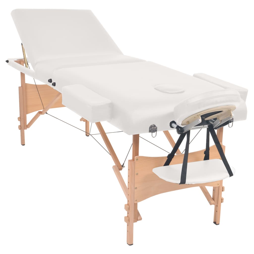 Vidaxl Massage tabletas Bandeo plegable 3 zonas de 10 cm de espesor blanco