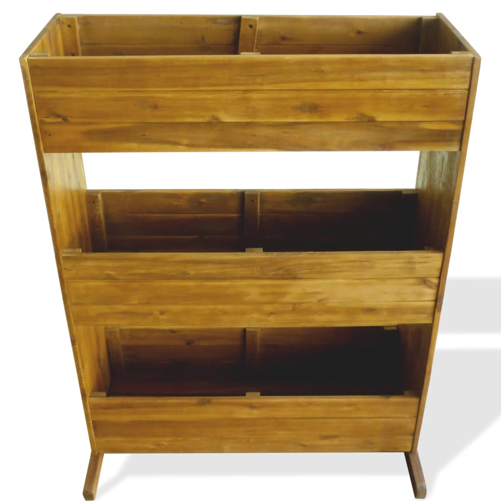 Vidaxl Planning Box elevada de madera de acacia sólida de 3 capas