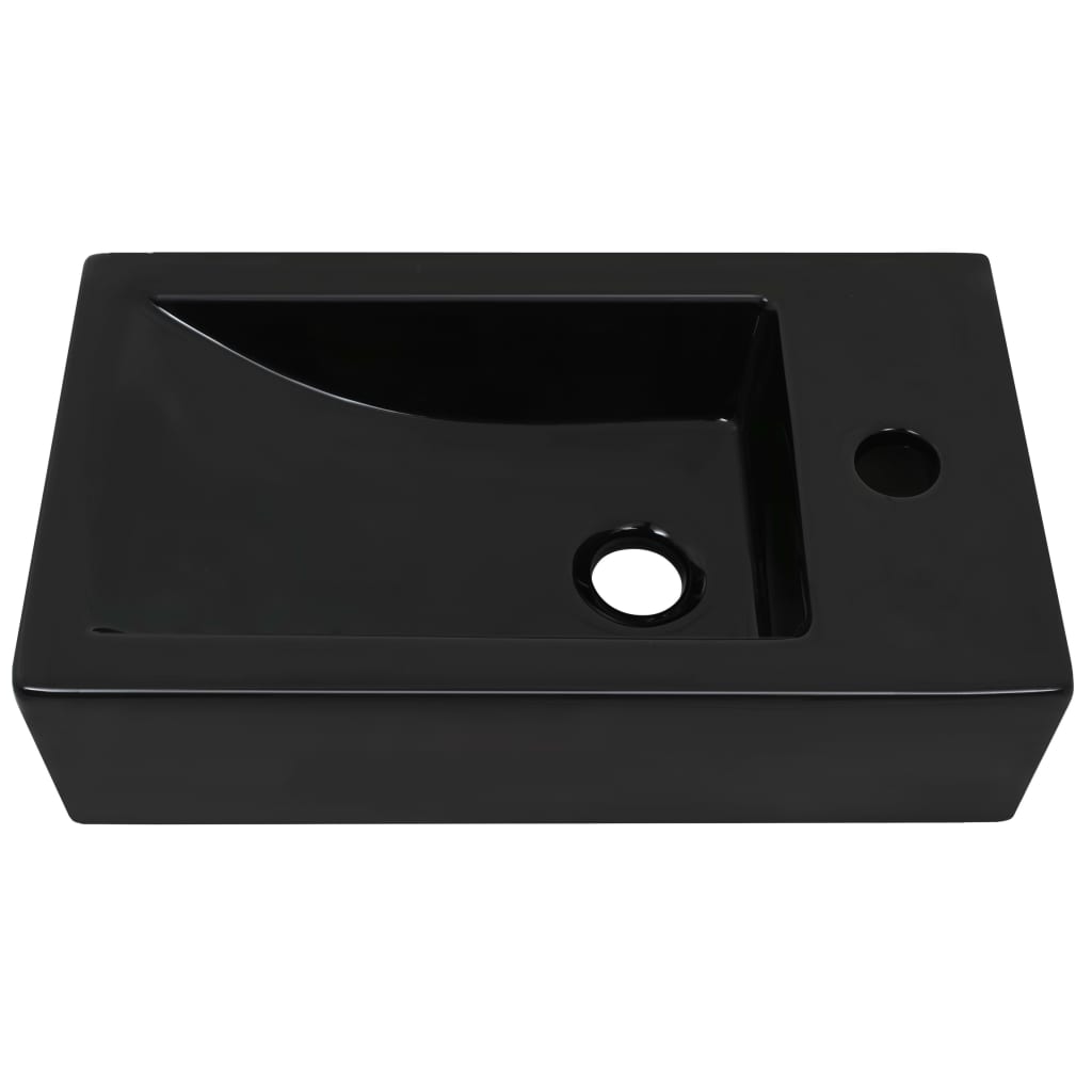 Vidaxl Washbasin con agujero del grifo rectangular 46x25.5x12 cm de cerámica negra