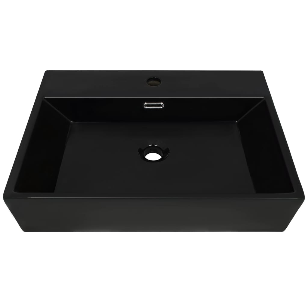 Vidaxl Washbasin con foro di rubinetto 76x42.5x14.5 cm ceramico nero