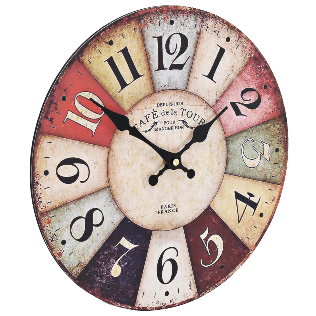 Vidaxl Wall Clock Vintage Style 30 cm multilorato