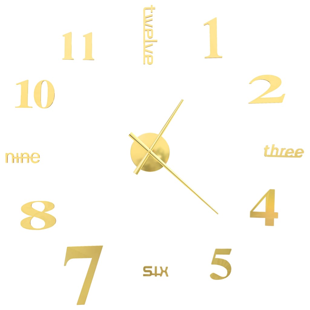 Vidaxl 3D Reloj de pared 100 cm XXL Modern Gold Colored