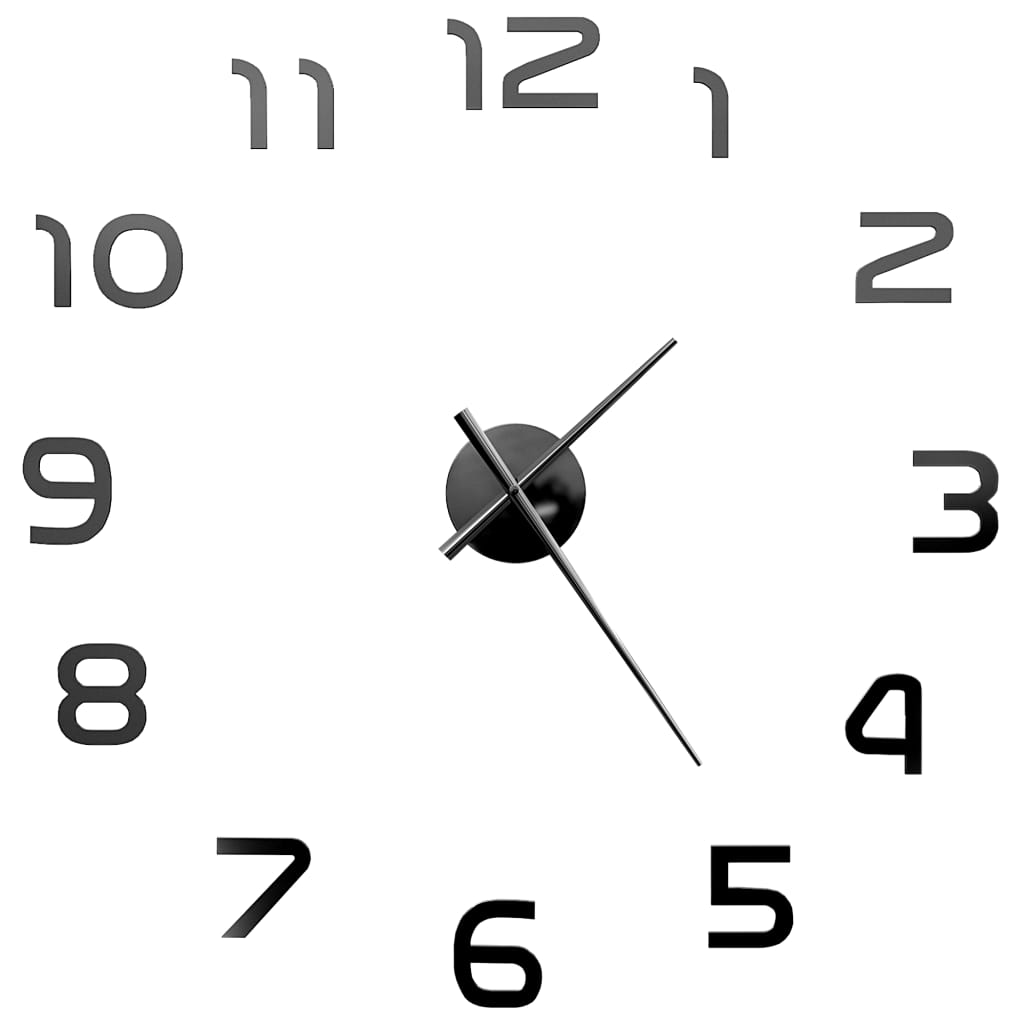 Vidaxl 3D Wall Clock 100 cm xxl Black moderno