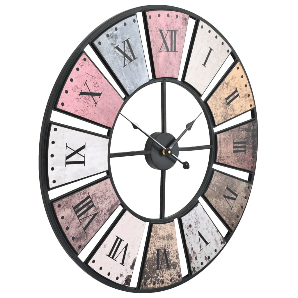 Vidaxl reloj de pared mecanismo de cuarzo de estilo vintage xxl 60 cm de metal