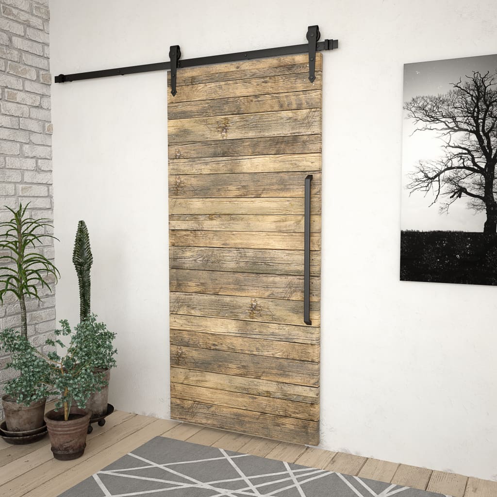 Scatola Vidaxl con parti per porta scorrevole 183 cm in acciaio nero