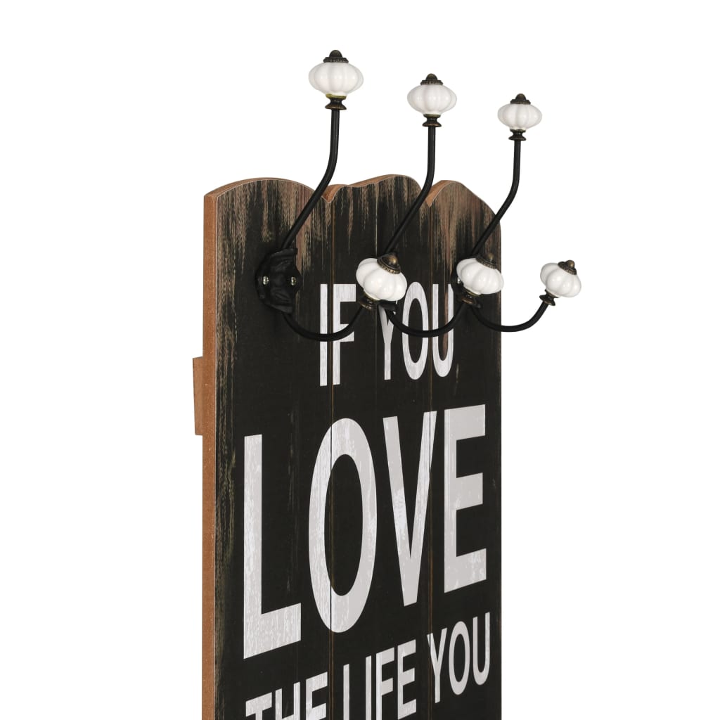 Vidaxl Wall Coat Rack con 6 ganci dal vivo dal vivo 120x40 cm